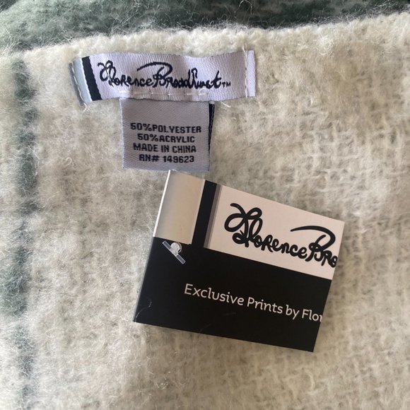 Florence Broadhurst Unisex Green Wide Rectangle Scarf - Picture 5 of 5